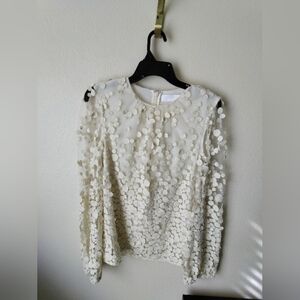 Co Collection Women’s Blouse Circle Embroidered Top in Cream Blouse S